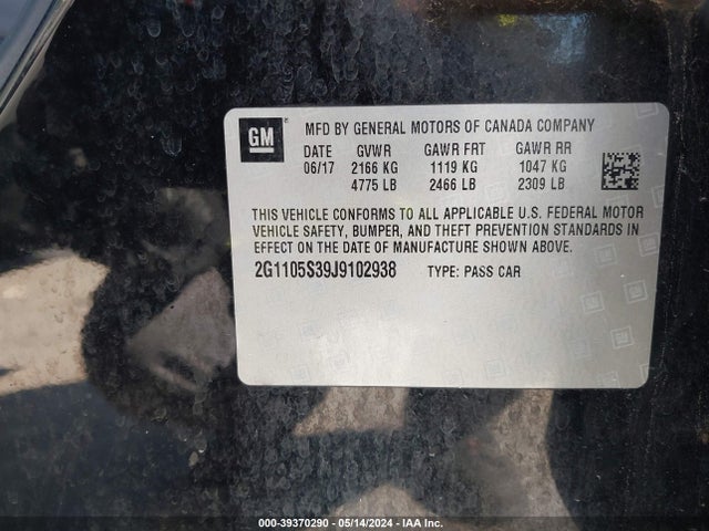 Chevrolet IMPALA 1LT 2018 2G1105S39J9102938 Image 9