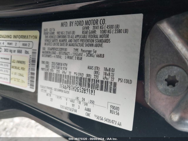 Ford Mustang Ecoboost 2016 1FA6P8TH2G5289181 Image 9