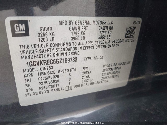 Chevrolet Silverado 1500 2lt 2016 1GCVKREC6GZ189783 Image 9