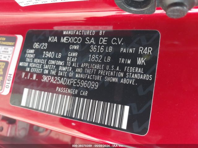 3KPA25ADXPE596099 KIA Rio 5-door S