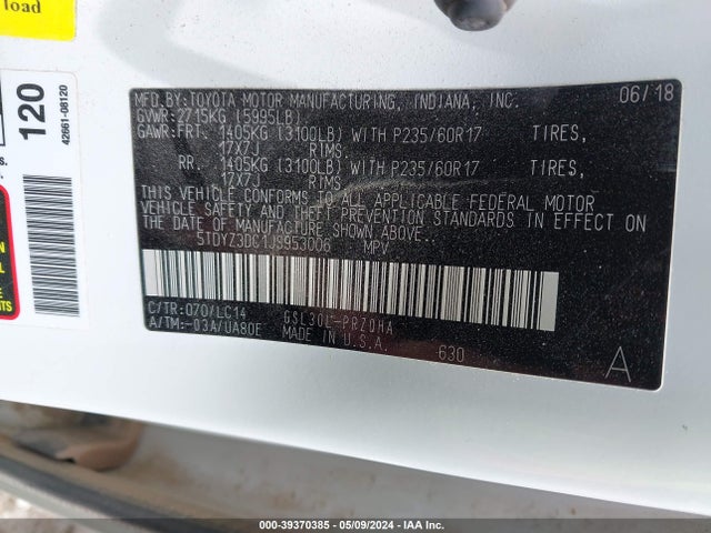 Toyota Sienna Xle 8 Passenger 2018 5TDYZ3DC1JS953006 Image 9