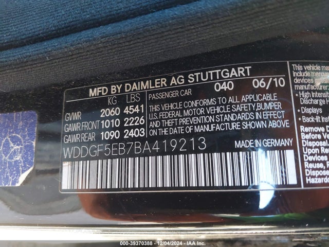 Продажа на аукционе авто 2011 Mercedes-benz C 300 Luxury/sport, vin: WDDGF5EB7BA419213, номер лота: 39370388