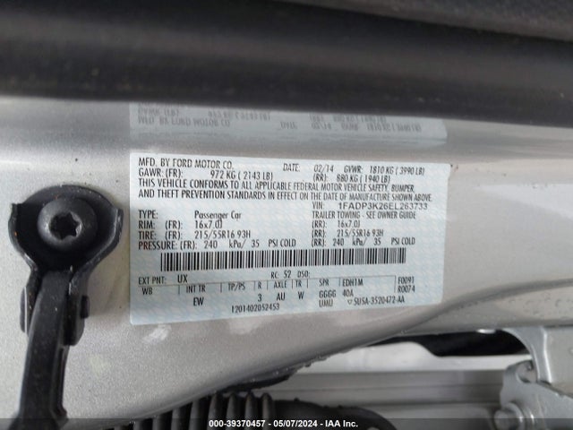 Ford FOCUS SE 2014 1FADP3K26EL263733 Image 9