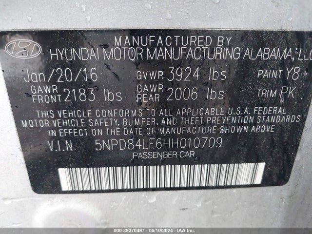 Hyundai ELANTRA SE 2017 5NPD84LF6HH010709 Image 9