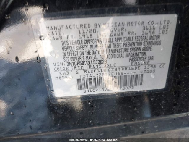 3N1CP5BV2LL573023 Nissan Kicks S Xtronic Cvt