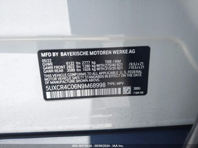 5UXCR4C06N9M68998 BMW X5 Sdrive40i