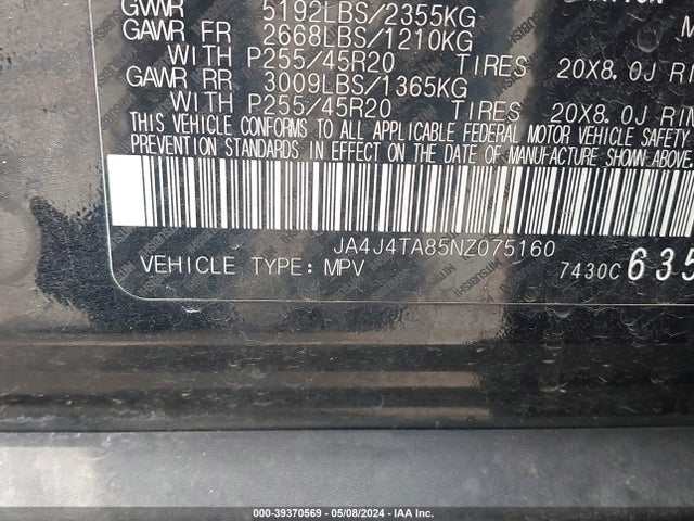 JA4J4TA85NZ075160 Mitsubishi Outlander Es 2.5 S-awc