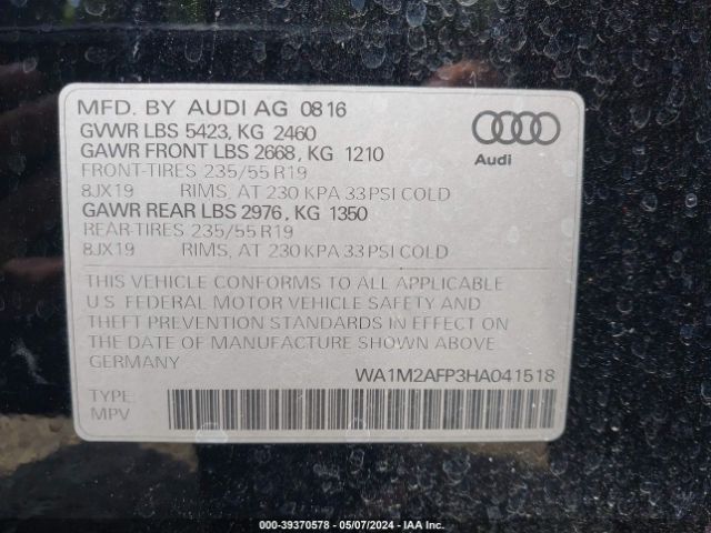 WA1M2AFP3HA041518 Audi Q5 2.0t Premium