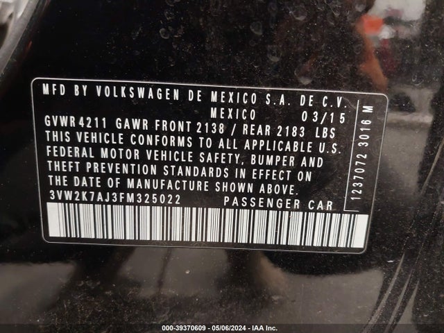 3VW2K7AJ3FM325022 Volkswagen Jetta 2.0l S