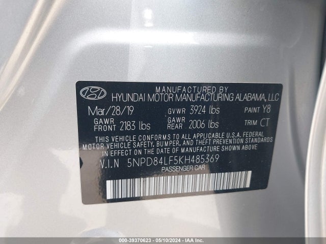 Hyundai ELANTRA SEL 2019 5NPD84LF5KH485369 Image 9