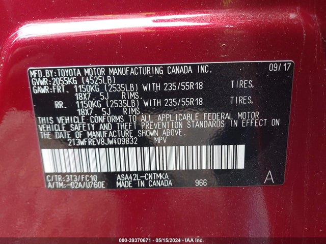 Toyota Rav4 Adventure 2018 2T3WFREV8JW409832 Image 9