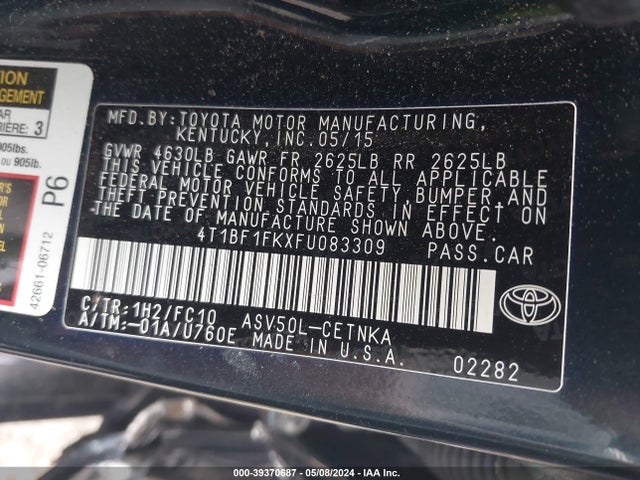 Toyota CAMRY LE 2015 4T1BF1FKXFU083309 Image 9