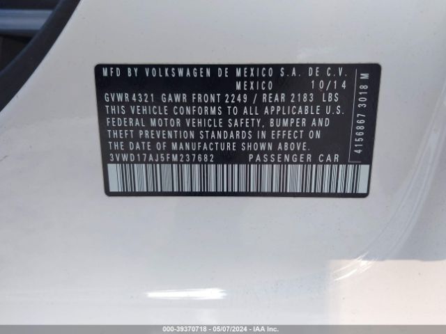 3VWD17AJ5FM237682 Volkswagen Jetta 1.8t Se