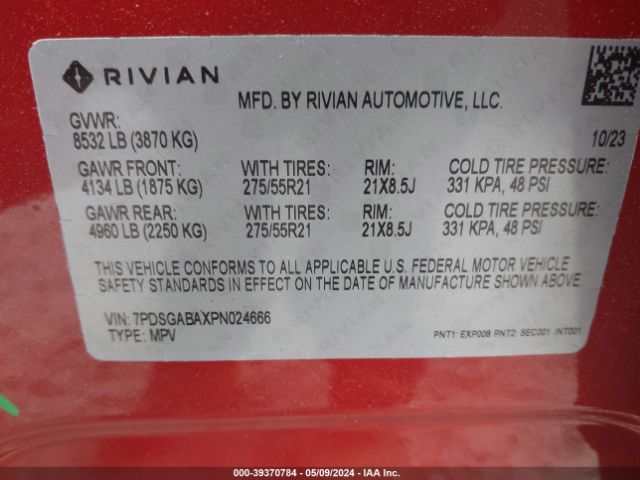 7PDSGABAXPN024666 Rivian R1s Adventure