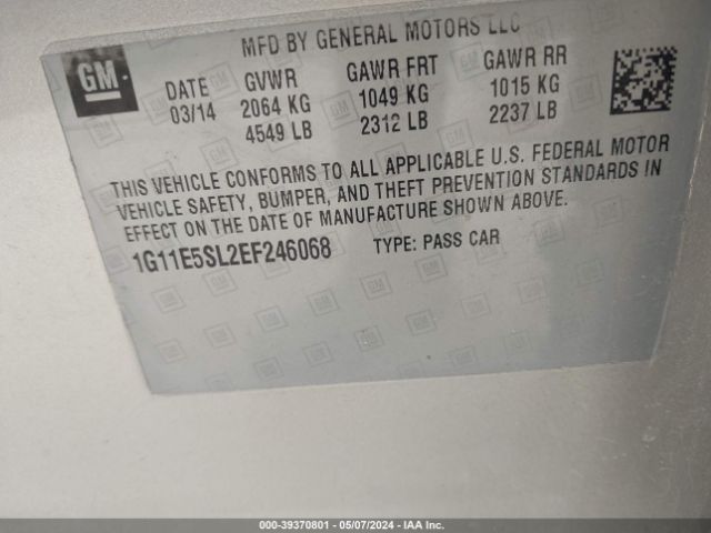 1G11E5SL2EF246068 Chevrolet MALIBU 2LT