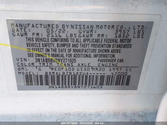 3N1AB8BV8NY271605 Nissan Sentra S Xtronic Cvt