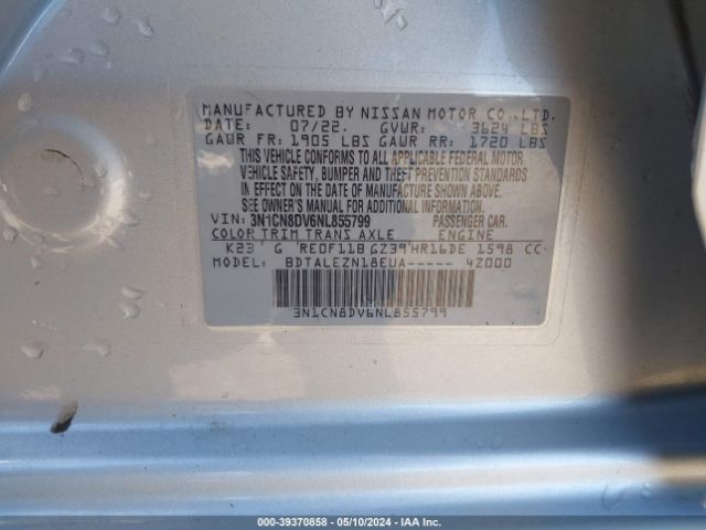 3N1CN8DV6NL855799 Nissan Versa 1.6 S Xtronic Cvt