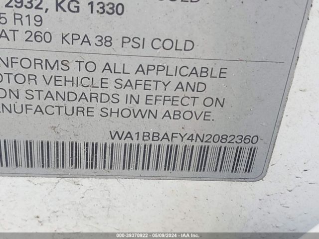 WA1BBAFY4N2082360 Audi Q5 Premium Plus 40 Tfsi Quattro S Tronic