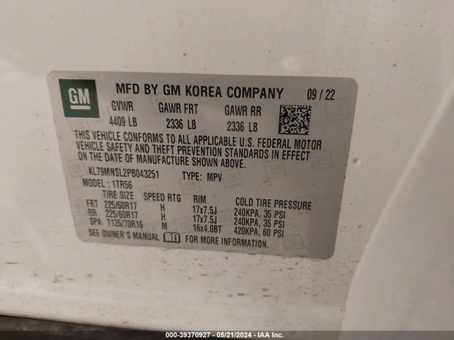 Chevrolet Trailblazer Awd Ls 2023 KL79MNSL2PB043251 Image 9