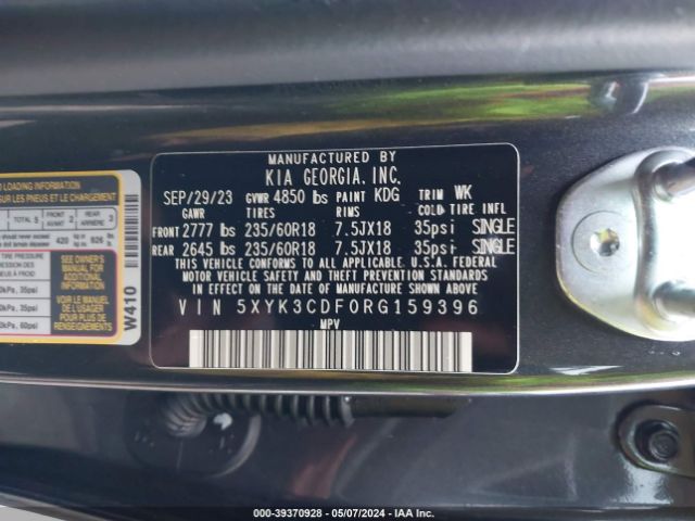 5XYK3CDF0RG159396 KIA Sportage Ex