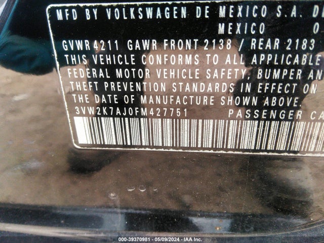 3VW2K7AJ0FM427751 Volkswagen Jetta 2.0l S