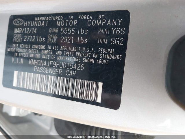 Hyundai Genesis 5.0 2015 KMHGN4JF9FU015426 Image 9