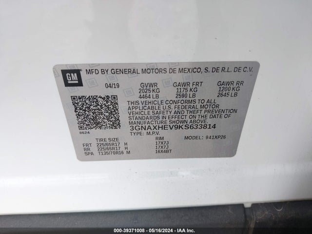 Chevrolet EQUINOX LS 2019 3GNAXHEV9KS633814 Image 9