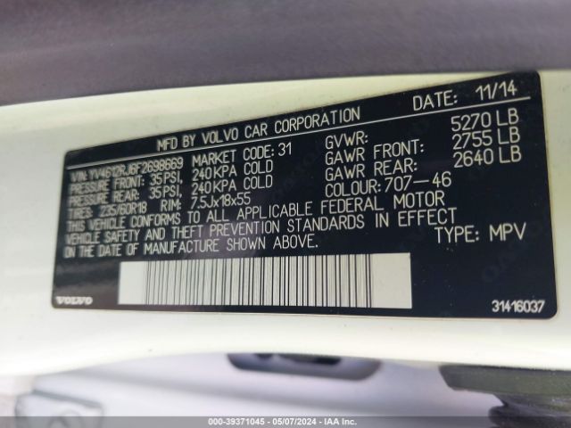 YV4612RJ6F2698669 Volvo Xc60 T5