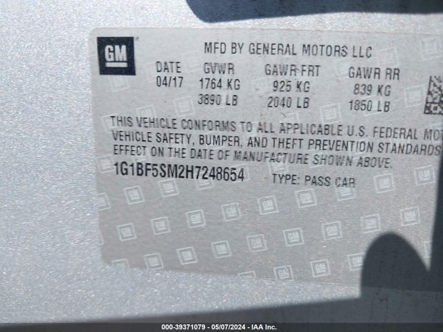 Chevrolet Cruze Premier Auto 2017 1G1BF5SM2H7248654 Image 9