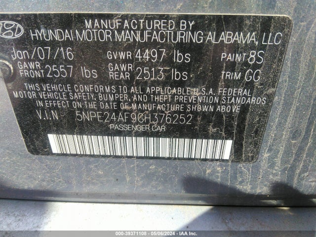 Hyundai SONATA SE 2016 5NPE24AF9GH376252 Image 9