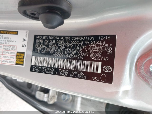 Toyota Prius Two 2017 JTDKBRFU8H3035218 Image 9
