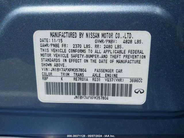 JN1BV7APXFM357804 Infiniti Q50 Premium