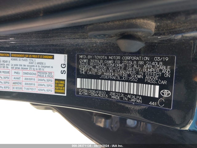 Toyota COROLLA LE 2020 JTDEPRAE3LJ017552 Image 9