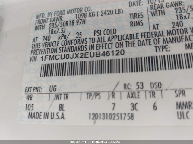 Ford Escape Titanium 2014 1FMCU0JX2EUB46120 Image 9