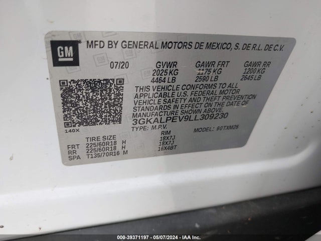 3GKALPEV9LL309230 GMC Terrain Fwd Slt