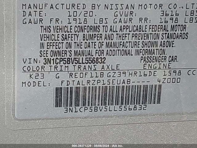 Nissan Kicks S Xtronic Cvt 2020 3N1CP5BV5LL556832 Image 9
