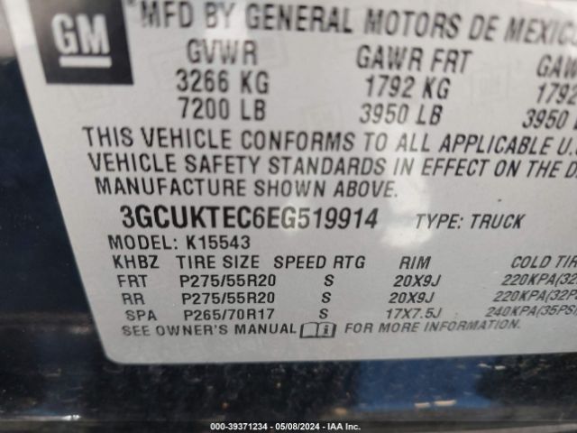 3GCUKTEC6EG519914 Chevrolet Silverado 1500 High Country
