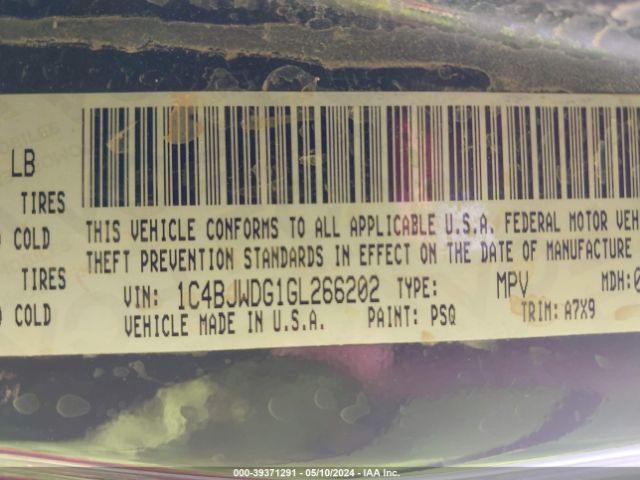 1C4BJWDG1GL266202 Jeep Wrangler Unlimited Sport