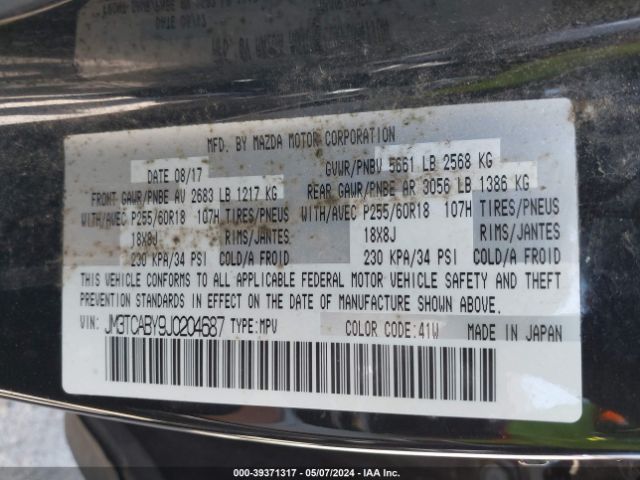 JM3TCABY9J0204687 Mazda CX-9 SPORT