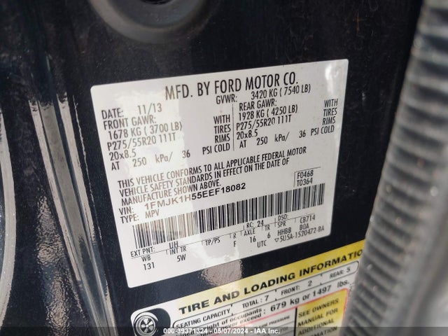 Ford Expedition El King Ranch 2014 1FMJK1H55EEF18082 Image 9