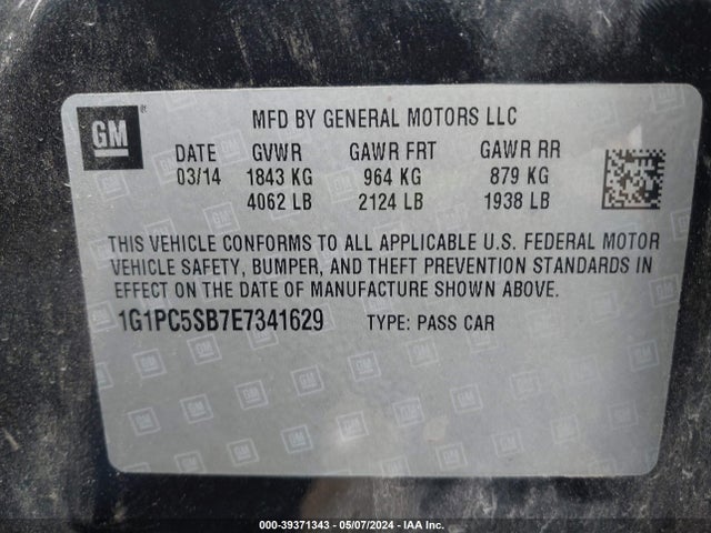Chevrolet Cruze 1lt Auto 2014 1G1PC5SB7E7341629 Image 9