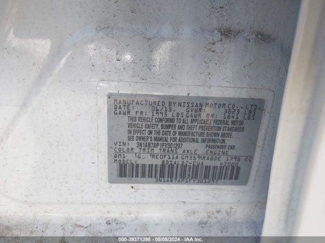 Nissan SENTRA SV 2015 3N1AB7AP1FY301297 Image 9
