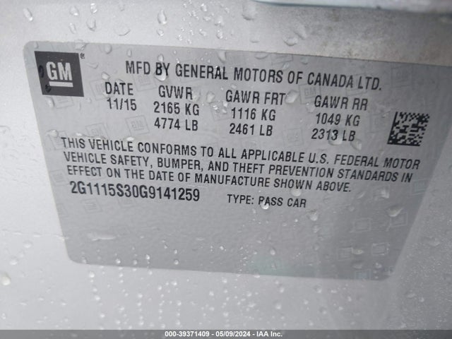 Chevrolet Impala 2lt 2016 2G1115S30G9141259 Image 9