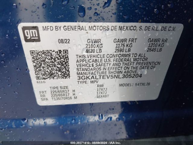 3GKALTEV5NL305204 GMC Terrain Awd Sle