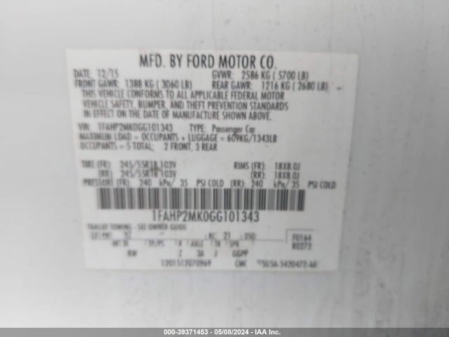 Ford Police Interceptor 2016 1FAHP2MK0GG101343 Image 9