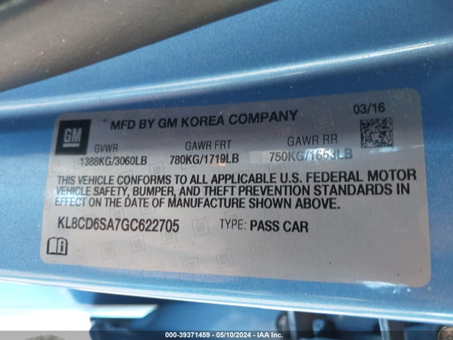 Chevrolet Spark 1lt Cvt 2016 KL8CD6SA7GC622705 Image 9