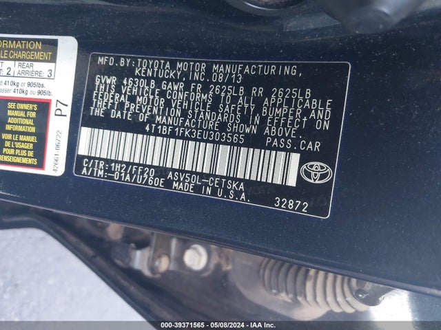 Toyota CAMRY SE 2014 4T1BF1FK3EU303565 Image 9
