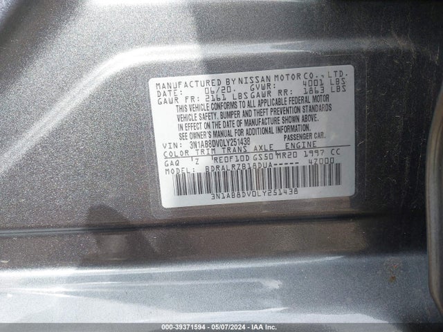Nissan Sentra Sr Xtronic Cvt 2020 3N1AB8DV0LY251438 Image 9