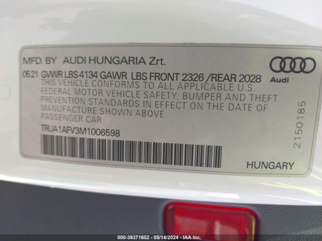 TRUA1AFV3M1006598 Audi Tts Tfsi Quattro S Tronic