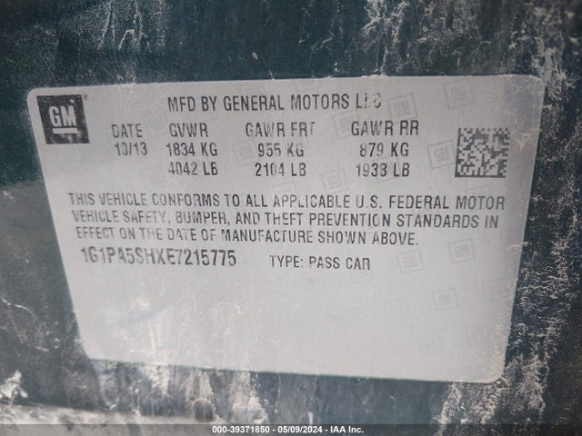 Chevrolet Cruze Ls Auto 2014 1G1PA5SHXE7215775 Image 9